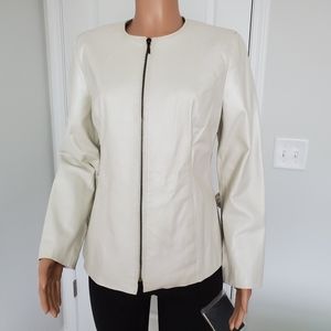 Women's Leather jacket pearl ivory